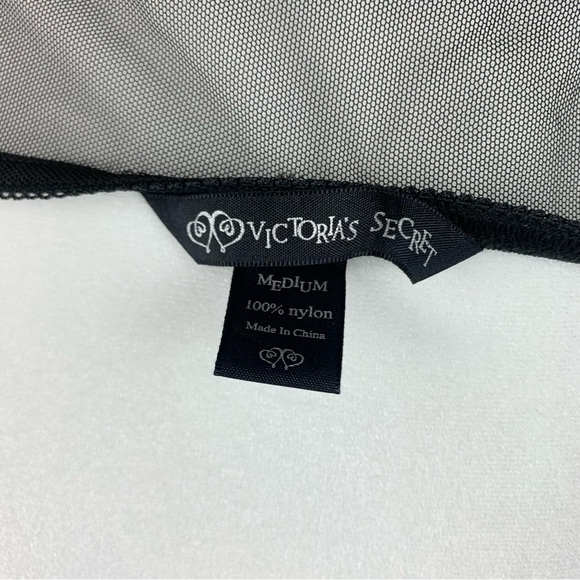 Y2K Victorias Secret Babydoll Cami Black Front Tie Padded Negligee Teddy Dress M - Picture 3 of 6